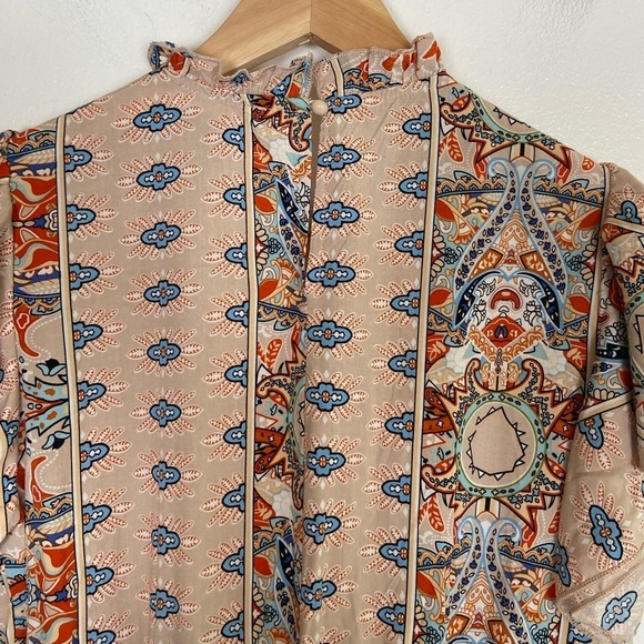 Kirundo Women's Floral Mini Dress Size Small Tiered Flutter Sleeve Side Pockets - Picture 7 of 14